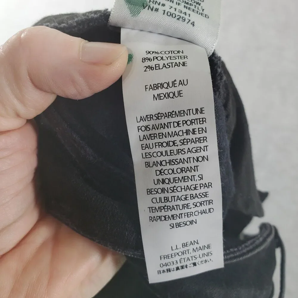 sz 2 L.L. Bean Favorite Fit Black Jeans Denim Women's Stretch 27x30 Beanflex